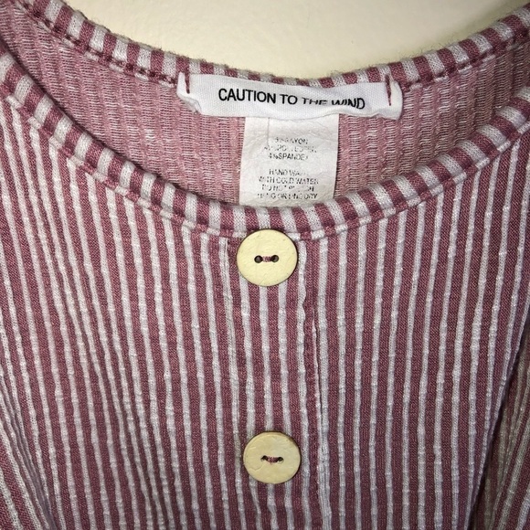 Caution To The Wind Striped Button Front Romper Size Small - Picture 7 of 8